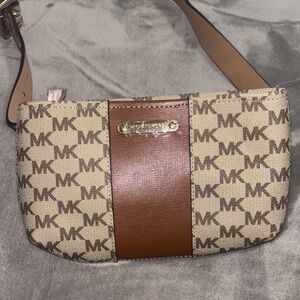 Michael Kors Signature Brown and Cream Clutch